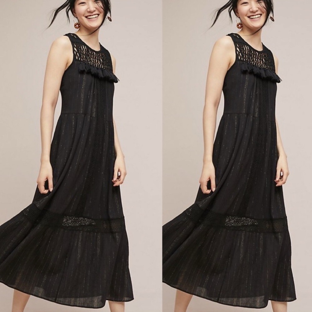 Anthropologie Maeve Black Sleeveless Midi Dress